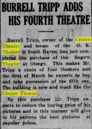 Centre Theater - Dec 10 1924 Article (newer photo)